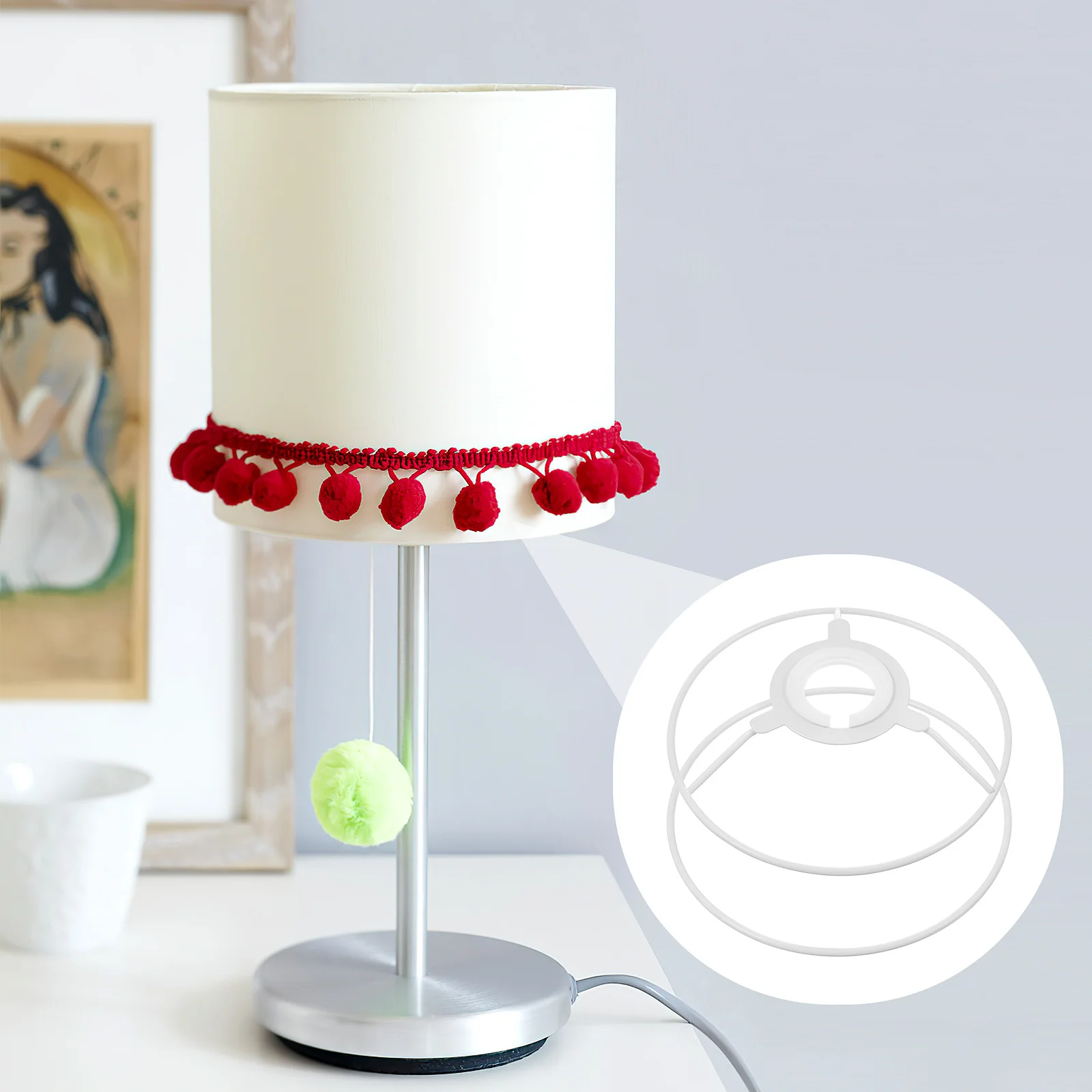 

Metal Lampshade Frame Large Round Wire Cage Support For Diy Pendant Ceiling Light Heavy Duty Lamp Shade Holder, Lampshade