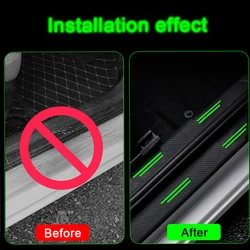 Fibra de carbono Luminous Car Door Threshold Anti Scratch Tape, Emblema Sill Trunk Faixa protetora, Acessórios para Ford KUGA