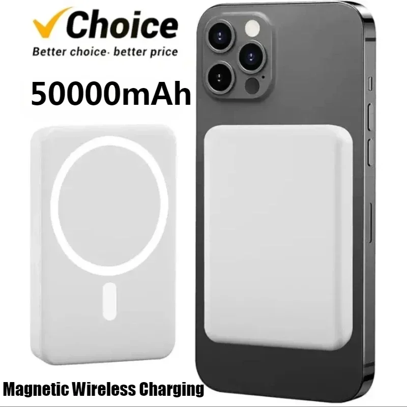 

50000mAh Magnetic Portable Power Bank for Magsafe Wireless External Battery Charger Cases Original 1:1 for iphone Samsung Xiaomi