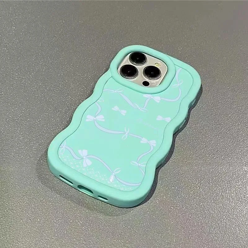 

Cute Ribbon Bow 3D Wave Phone Case For Vivo Y22 Y22S Y22T Y21 Y21S Y21A Y21G Y21T Y33 Y33T Y33S Y75 Y55 Y30 Y30i Soft Cover