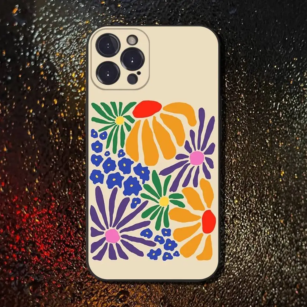 حافظة هاتف هنري ماتيس كات آرت لهاتف آيفون 6,17,16,15,14,13,12,11 Plus,Pro Max,XS,X,XR,SE,Mini,8,7,غطاء أسود من السيليكون الناعم #2