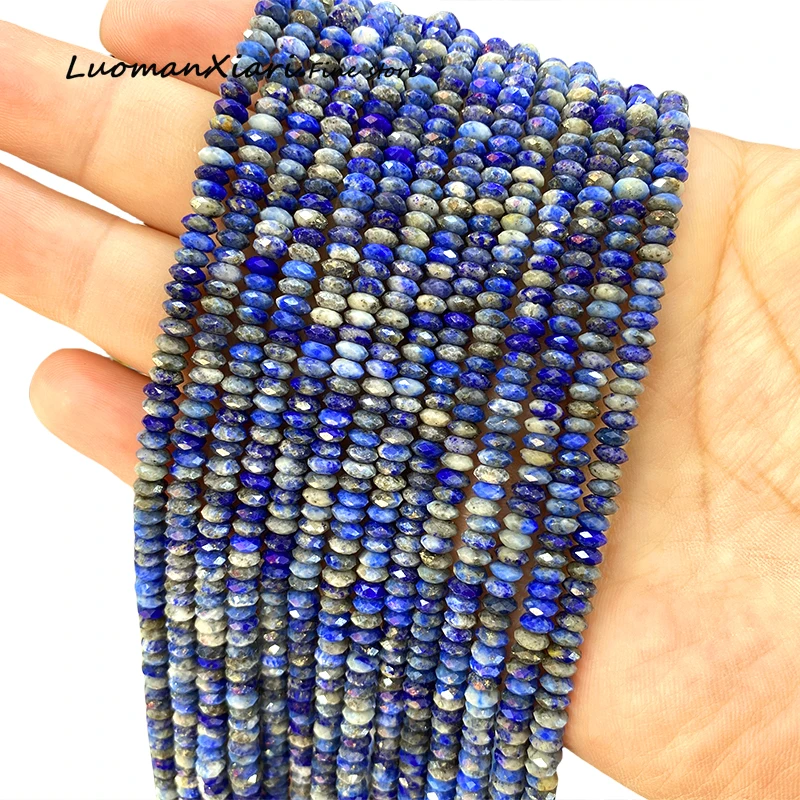 2x5mm Faceted Abacus Natural Stone Lapis Lazuli Loose Rondelle Spacer Beads for Jewelry Making DIY Earrings Bracelet Accessories