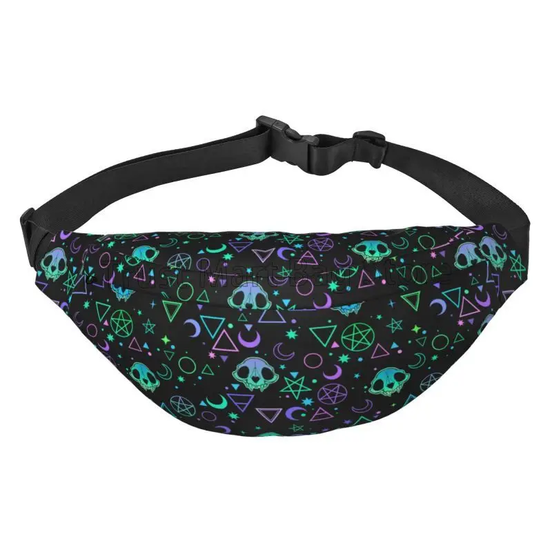 Magic Skulls Goth Pattern Fanny Pack Large Waist Bag Adjustable Belt Bag Gift for Sports Festival Travel Hiking Cycling Running