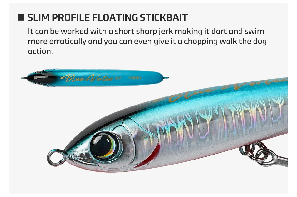NOEBY Blue Vortex Schwimmender Stickbait 160mm 46g Pencil-Köder mit Rollender Aktion Salzwasser-Hardbait – Detail 6