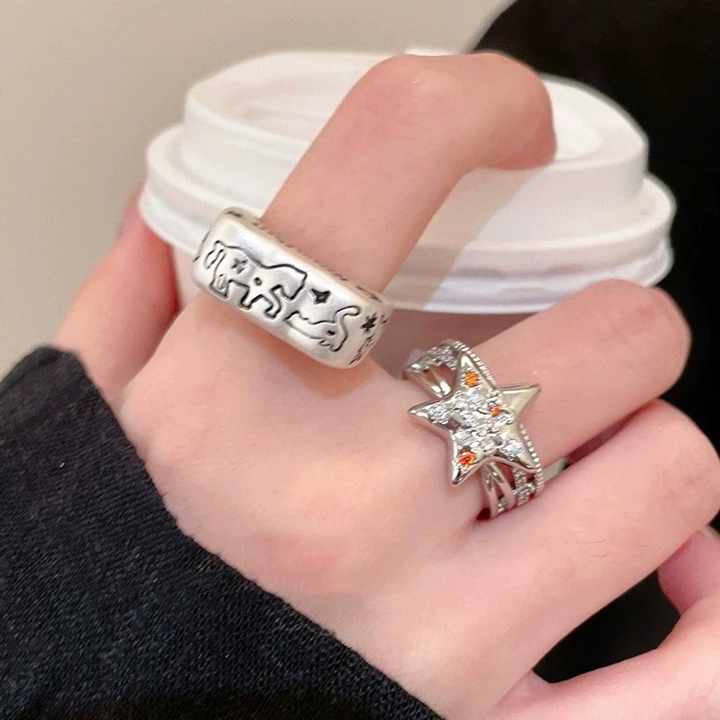 XIYANIKE Cartoon Animal Graffiti Horse Star Adjustable Finger Rings For Women Fashion New Jewelry Gift Party Birthday кольцо