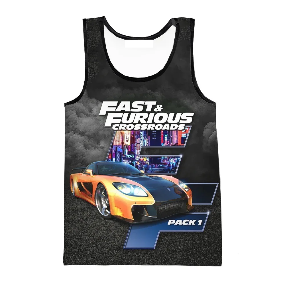 سريع وغاضب ثلاثية الأبعاد طباعة تانك القمم الرجال الصيف الشارع الشهير المتضخم اللياقة البدنية الصالة الرياضية س الرقبة سترة بلا أكمام ملابس الشاطئ الرجال #6