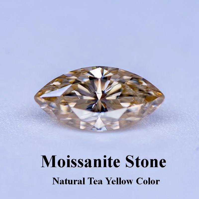 

Moissanite Stone Marquise Cut Gemstone Natural Tea Yellow Color Lab Grown Diamond Charms Woman Jewelry Making GRA Certificate