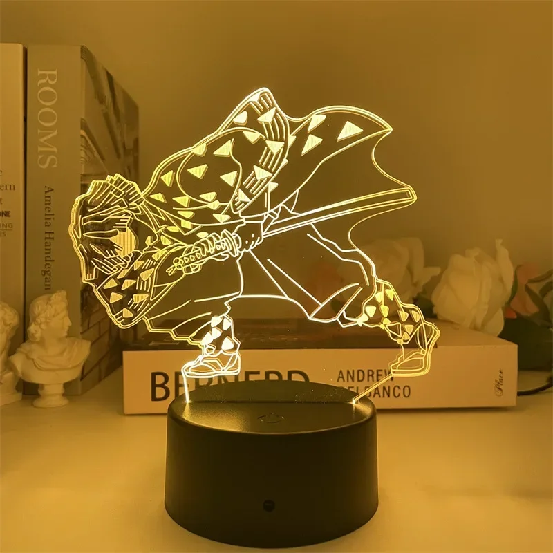 Night Light Anime Demon Slayer Agatsuma Zenitsu Figure for Kids Child Bedroom Decor Kamado Tanjirou Nezuko Cool Led Lamp Gifts