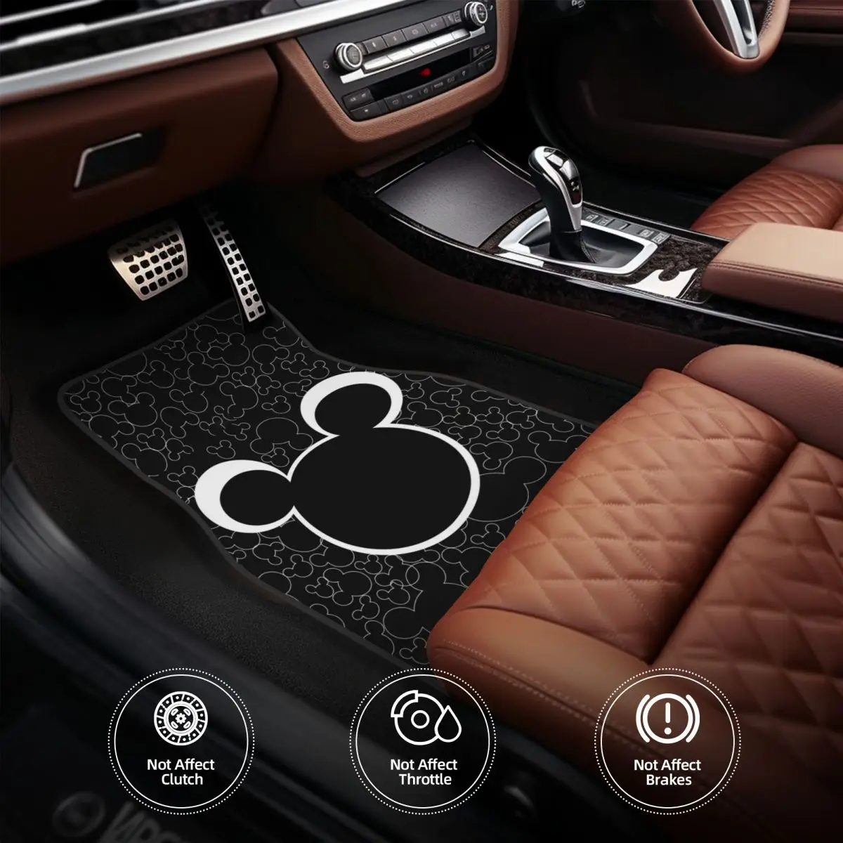 Mickey Mouse Universal Fit Car Floor Mats Cute Car Carpet Mat Set of 4pcs with Anti-Slip Backing Fit for SUV Trucks