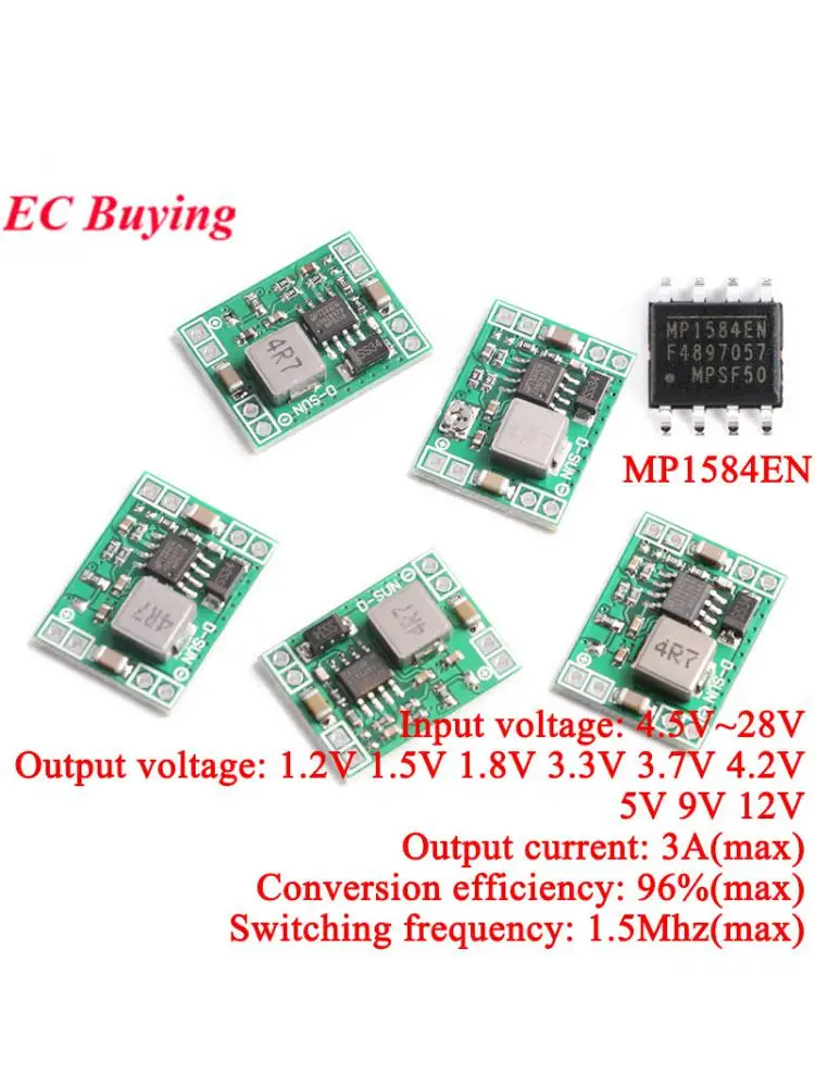 1-10 szt. MP1584EN Regulowany 3A 3.3V 5V 9V 12V DC-DC Konwerter Obniżający Napięcie Regulator Moduł Zasilania LM2596S MP1584 Pły — zdjęcie 2