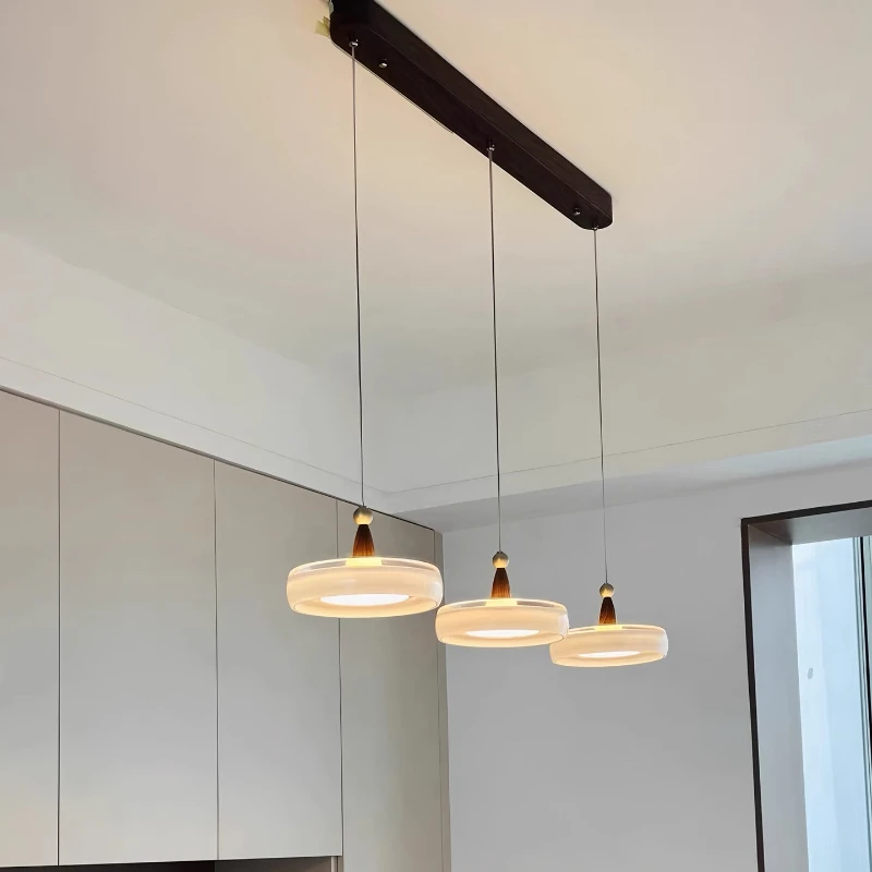 French Glass Restaurant Chandelier Three-head Dining Table Bar Counter Bedside Italian Light Luxury High-end Cream Pendant Light