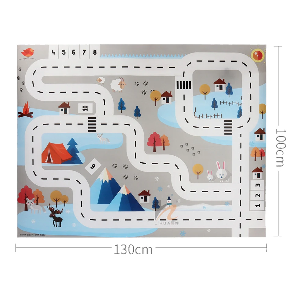 Plastic Road Carpet for Kids Play Mat Children Thin Traffic Map Boy Girl Toy Mats Cartoon City Rug  Baby Playing Educational Map