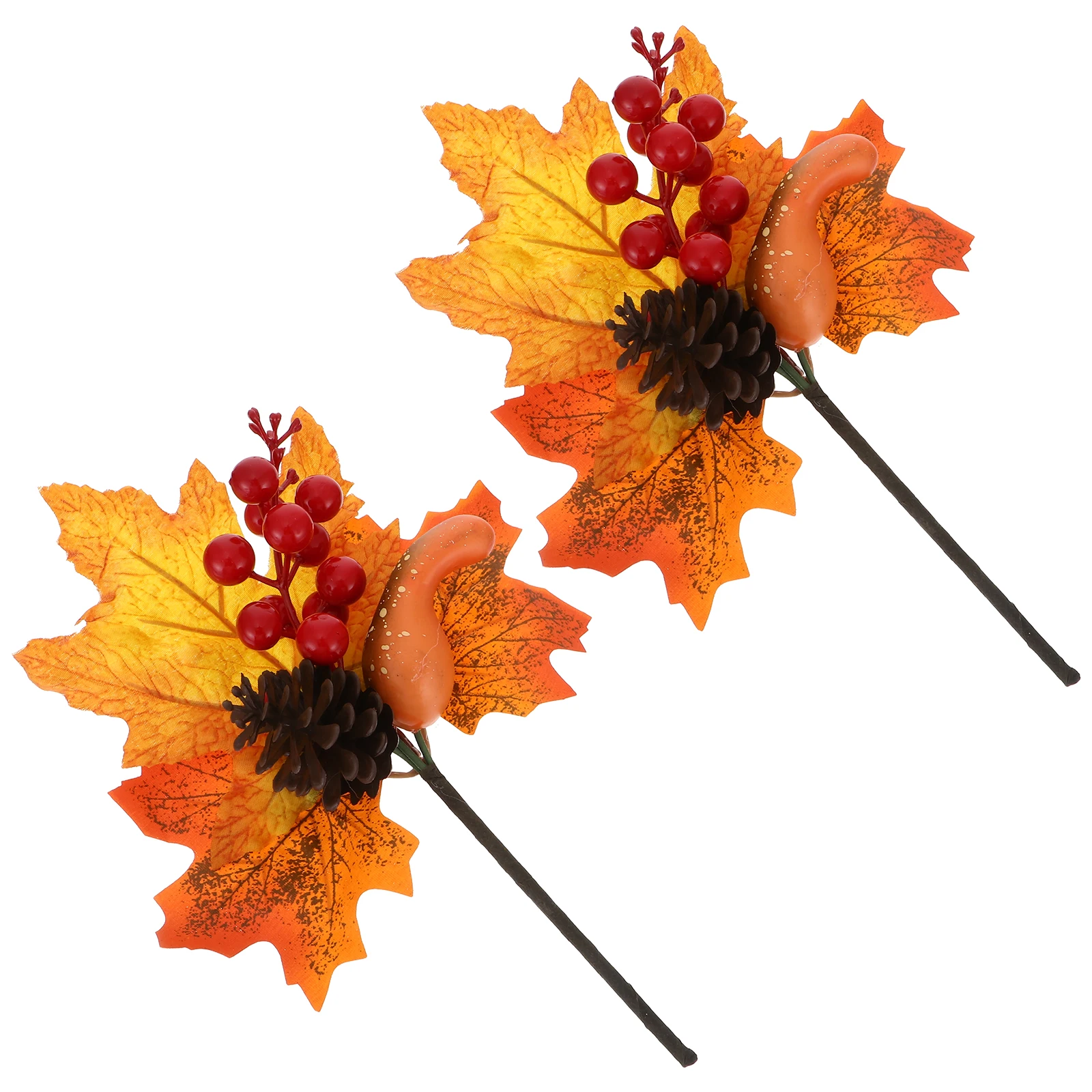

2pcs Maple Leaf Garland Decoration Artificial Resin Fall Harvest Stems Thanksgiving Autumn Home Office Table Centerpiece