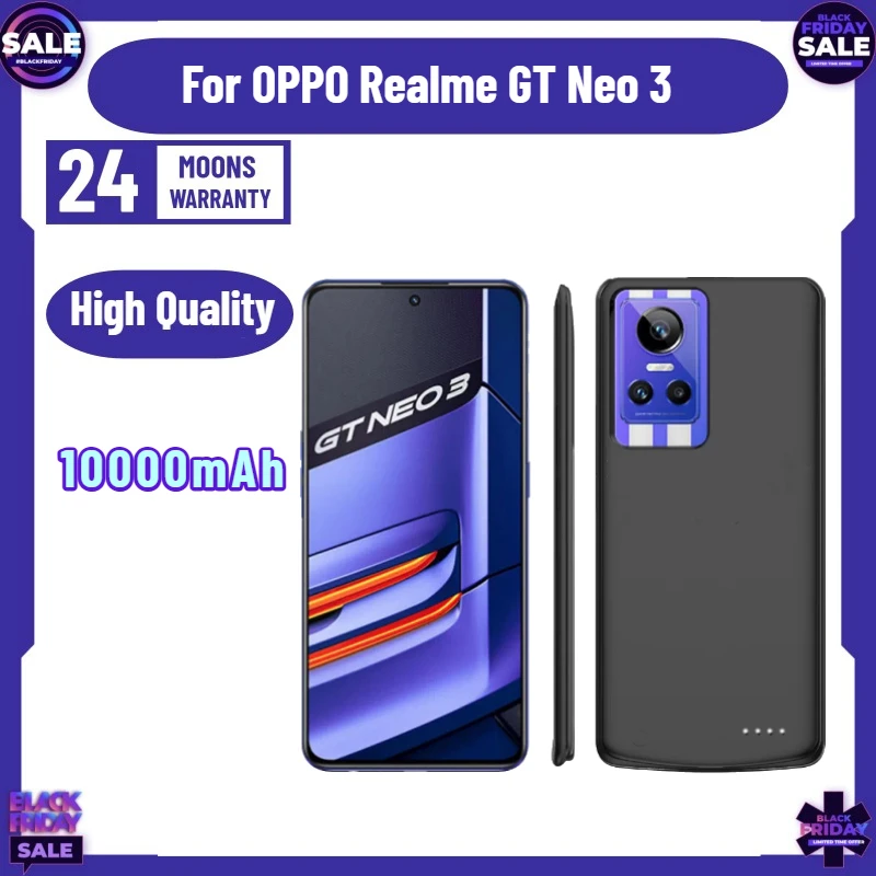SWZY 10000mAh Powerbank Cover for OPPO Realme GT Neo 3 Battery Cases Portable Charger External Battery Power Bank Charging Case