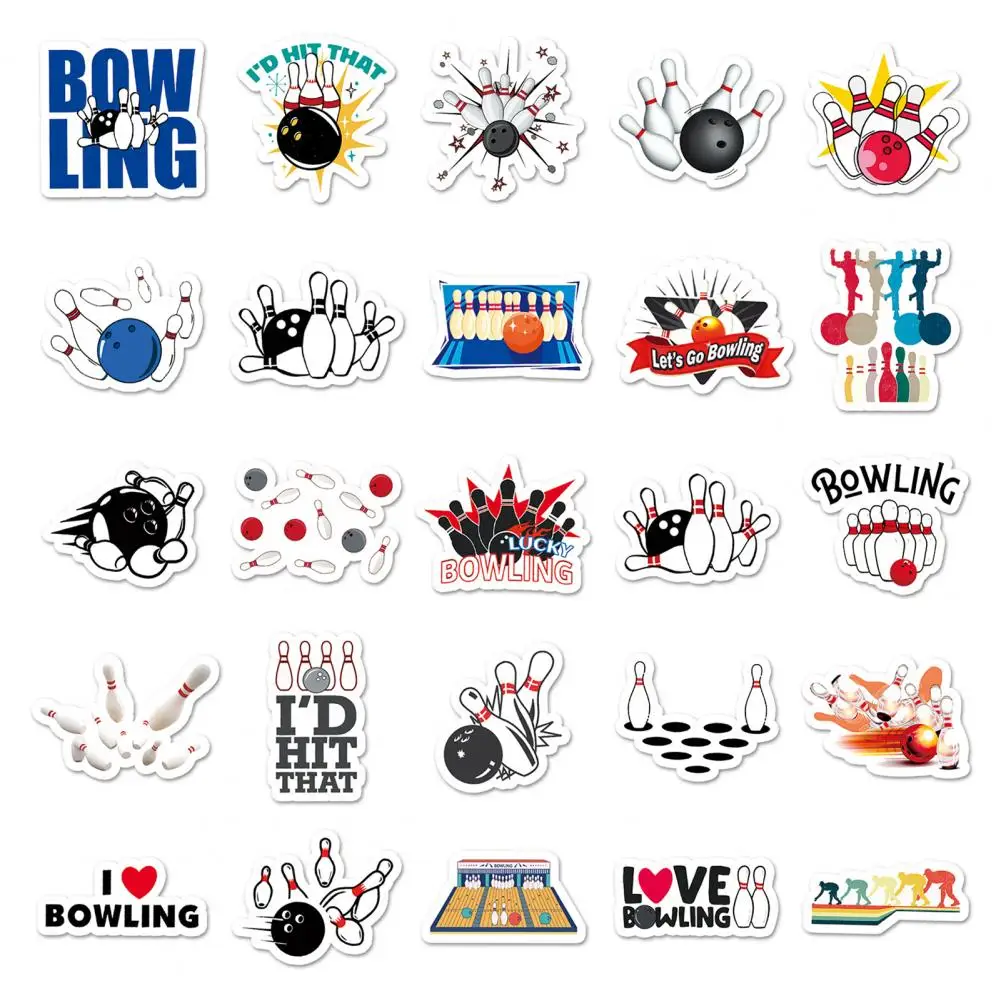 Cartoon Sticker Bright Color Doodle Sticker Cards PVC Decorative  Cute Bowling Ball Doodle Sticker