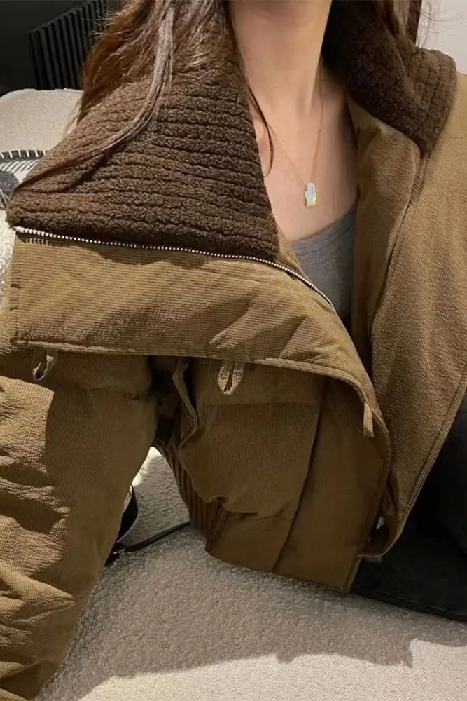 Jaet rosa de talle alto para mujer, figura pequeña de invierno, acogedor, relleno de fibra de seda, Ele Faion, sin diseño de sombrero