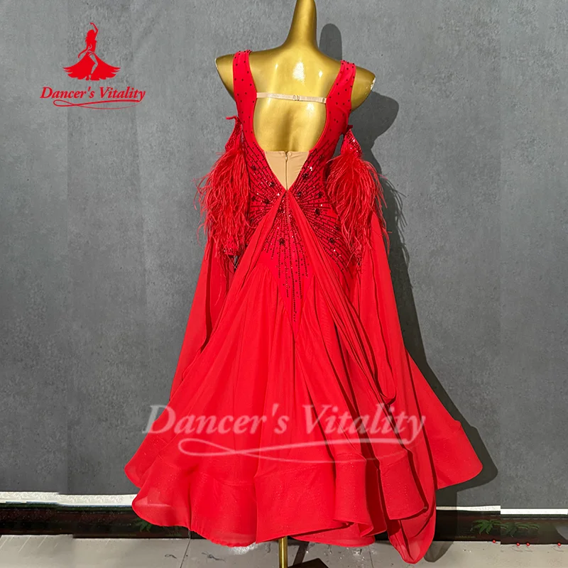 Modern Dancing Costumes for Women Customized Ballroom Dancing Waltz Competition Dresses Girl's Dance Hall Performance Clothing