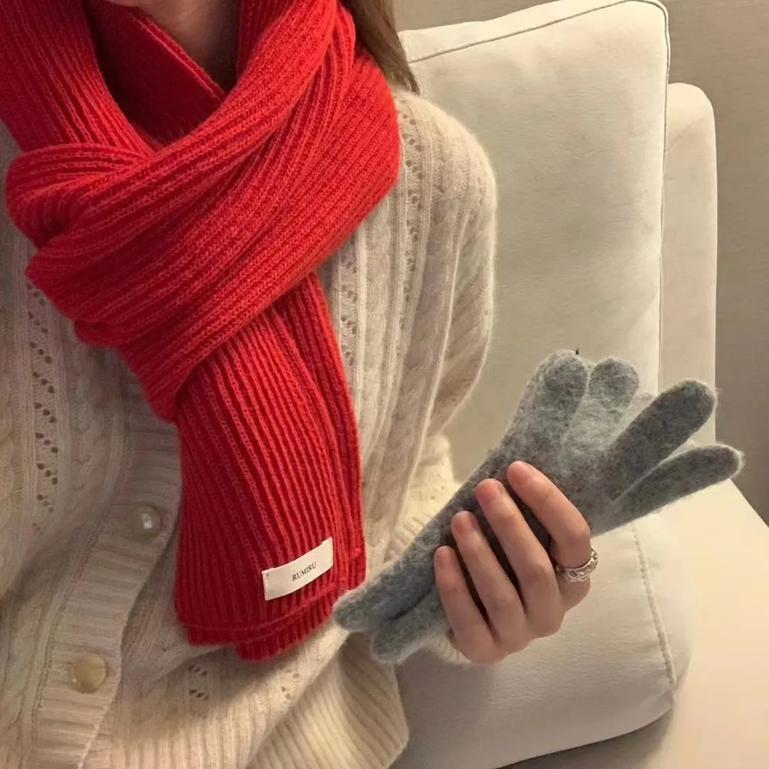 Sciarpa invernale calda lavorata a maglia spessa donna stampa natalizia uomo tenere al caldo fazzoletto da collo sciarpe rosse di capodanno stuens accessori termici