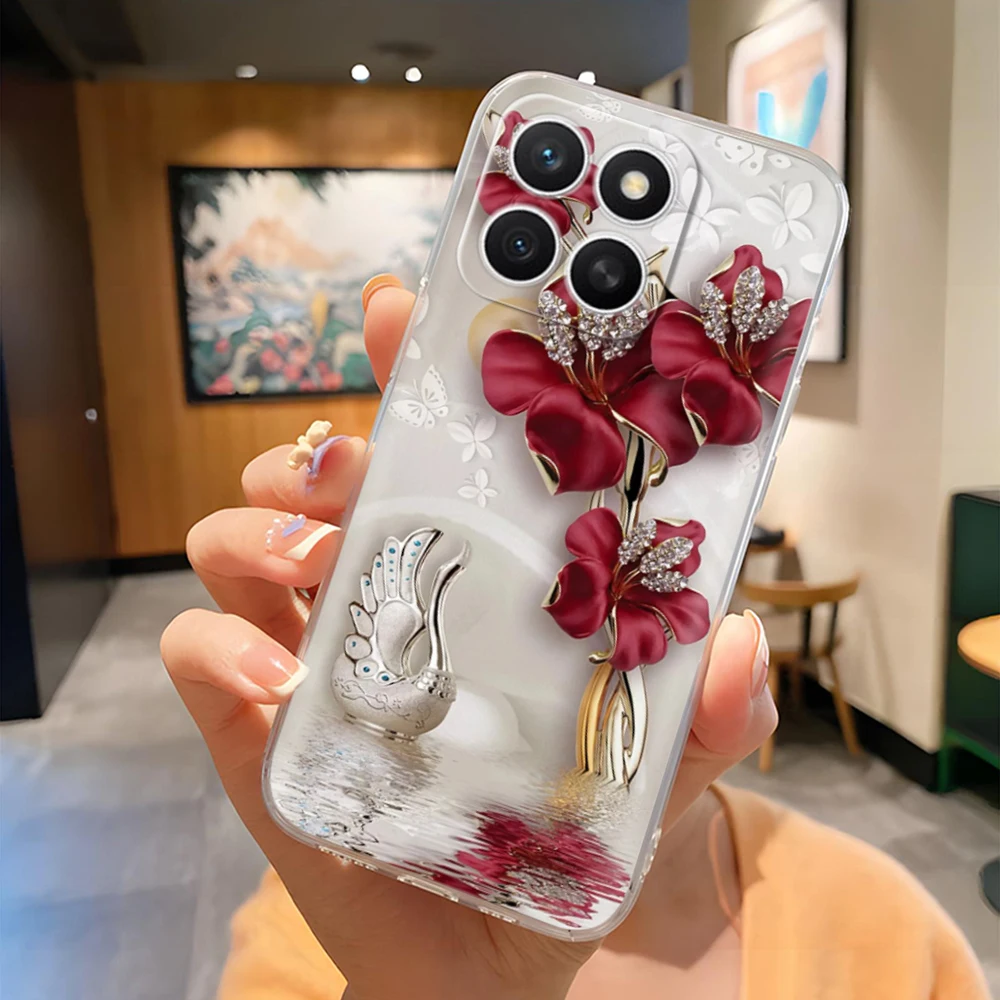 غطاء مقاوم للصدمات لهاتف Honor X8C 4G حافظة مطلية على شكل حيوانات لهاتف Honor X8C حقيبة هاتف ناعمة شفافة من السيليكون غطاء خلفي لهاتف Honor X 8 C