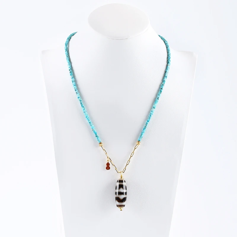 

One Strand Natural Agate Gem Gemstone Fashion Women Pendant Necklace,Turquoise Beads,Handmade Jewelry,Customized Size