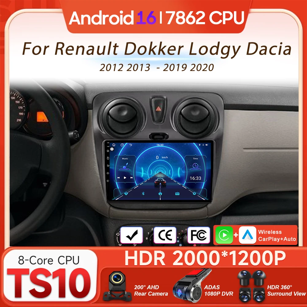 

Автомагнитола Android для Renault Dokker Dacia Lodgy 2012-2020, видеоплеер, мультимедиа, CarPlay, автомагнитола, AM-радио, навигация GPS
