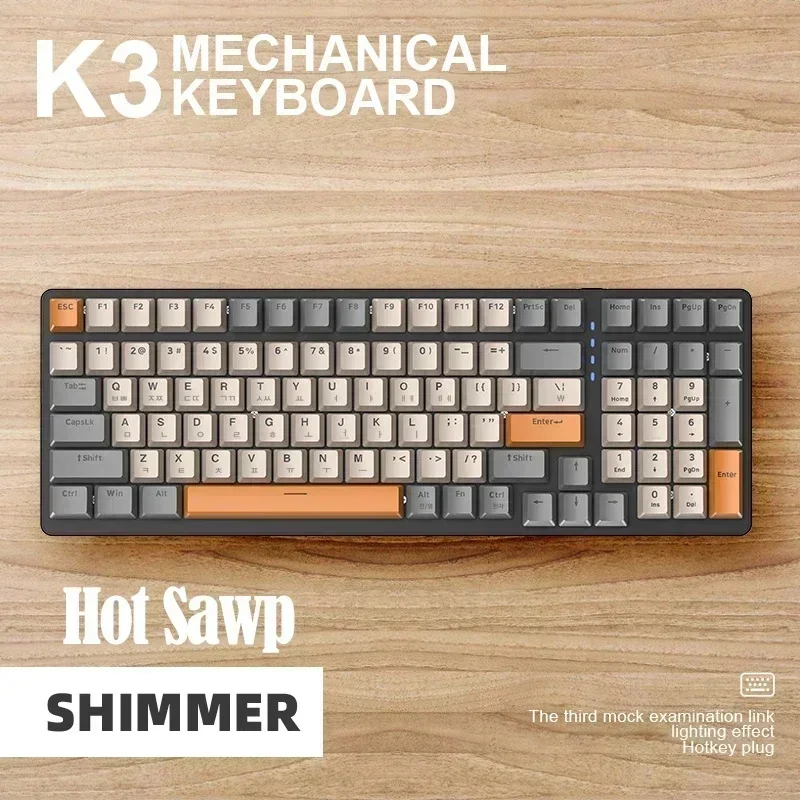 K3 Mechanical Keyboard RGB Backlight 100 Keys E-sports Gaming Ergonomices Wired Keyboard LowLatency Laptop Computer Accessories