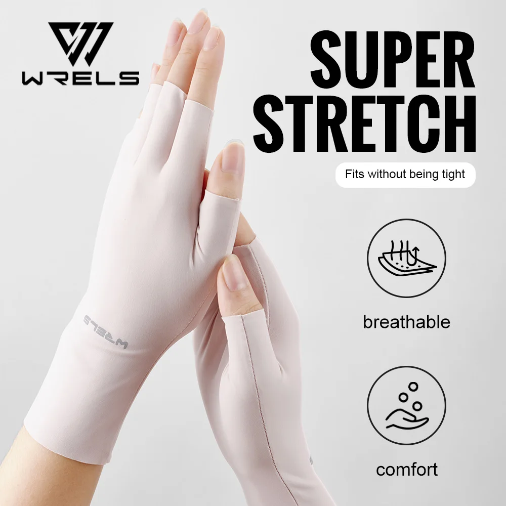 WRELS Fingerless Gloves Summer Sunscreen UV Protection Ice Silk Gloves Are UV Resistant Non Slip
