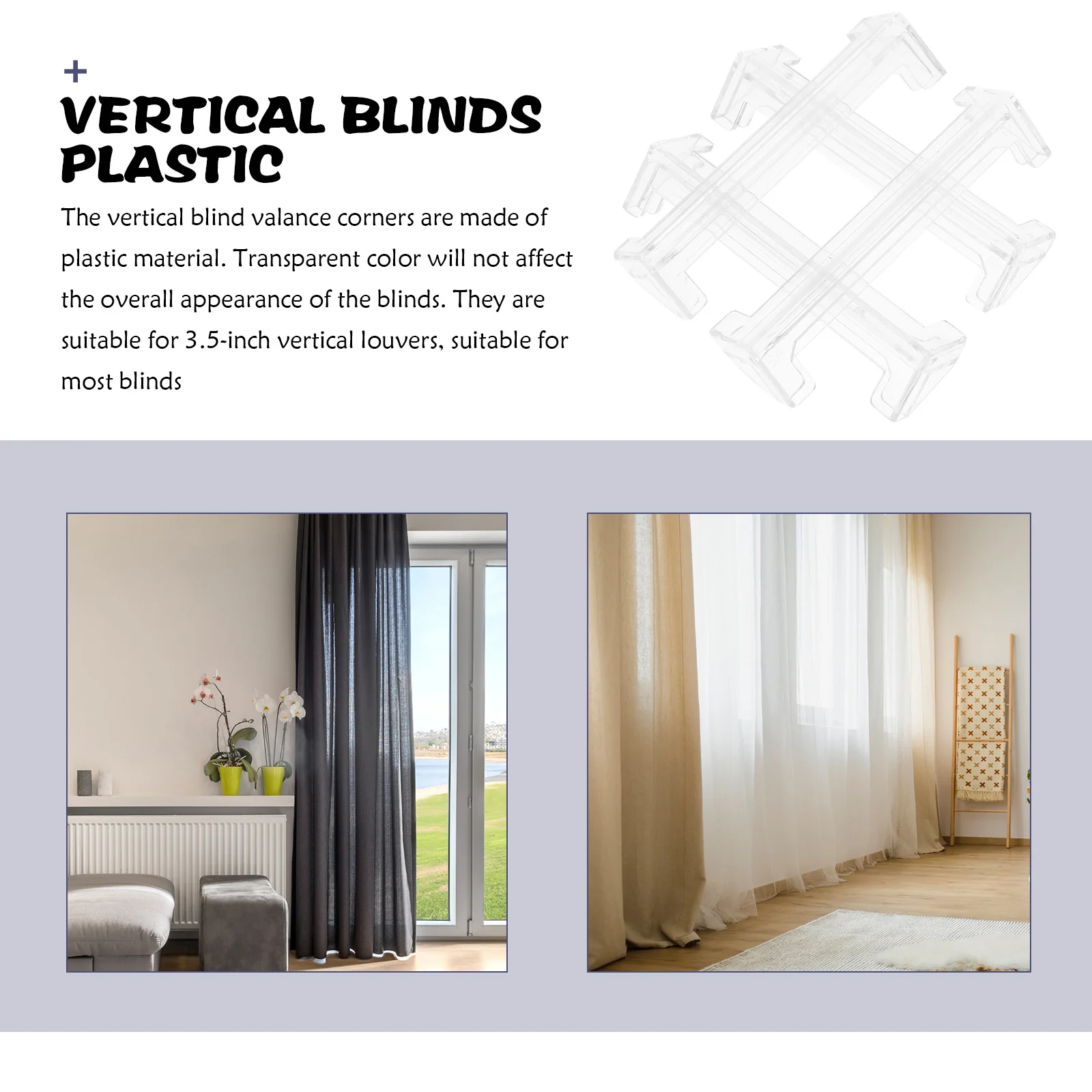 

4Pcs Vertical Blind Corner Brackets Clear Plastic Valance Return Connector Replacement Blinds Parts Valance Corners