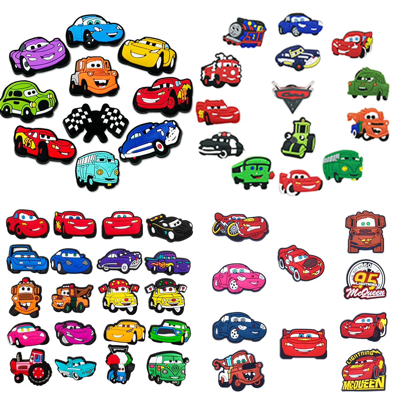 10-200pcs Mesuca Mix Cars Set Shoes Charms Cartoon Shoe Buckles DIY Decorations for Sandals & Beach Bags Fashion PVC Accessories