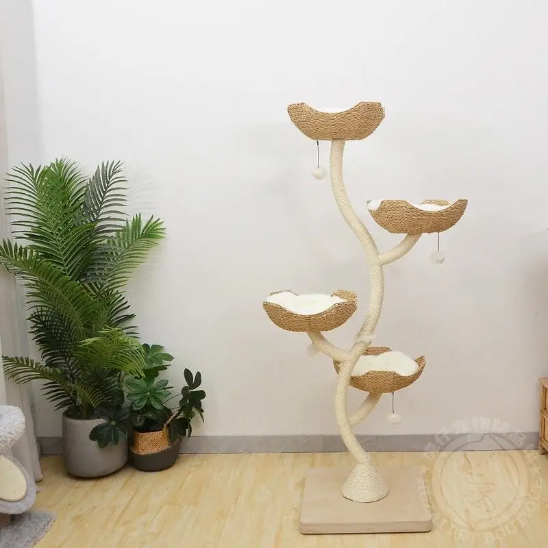 Flower Tree Cat Climbing Frame Scratching Platform More Cat Nest Tree Pet Pillar Tree Toy Claw Frame Household Decoration