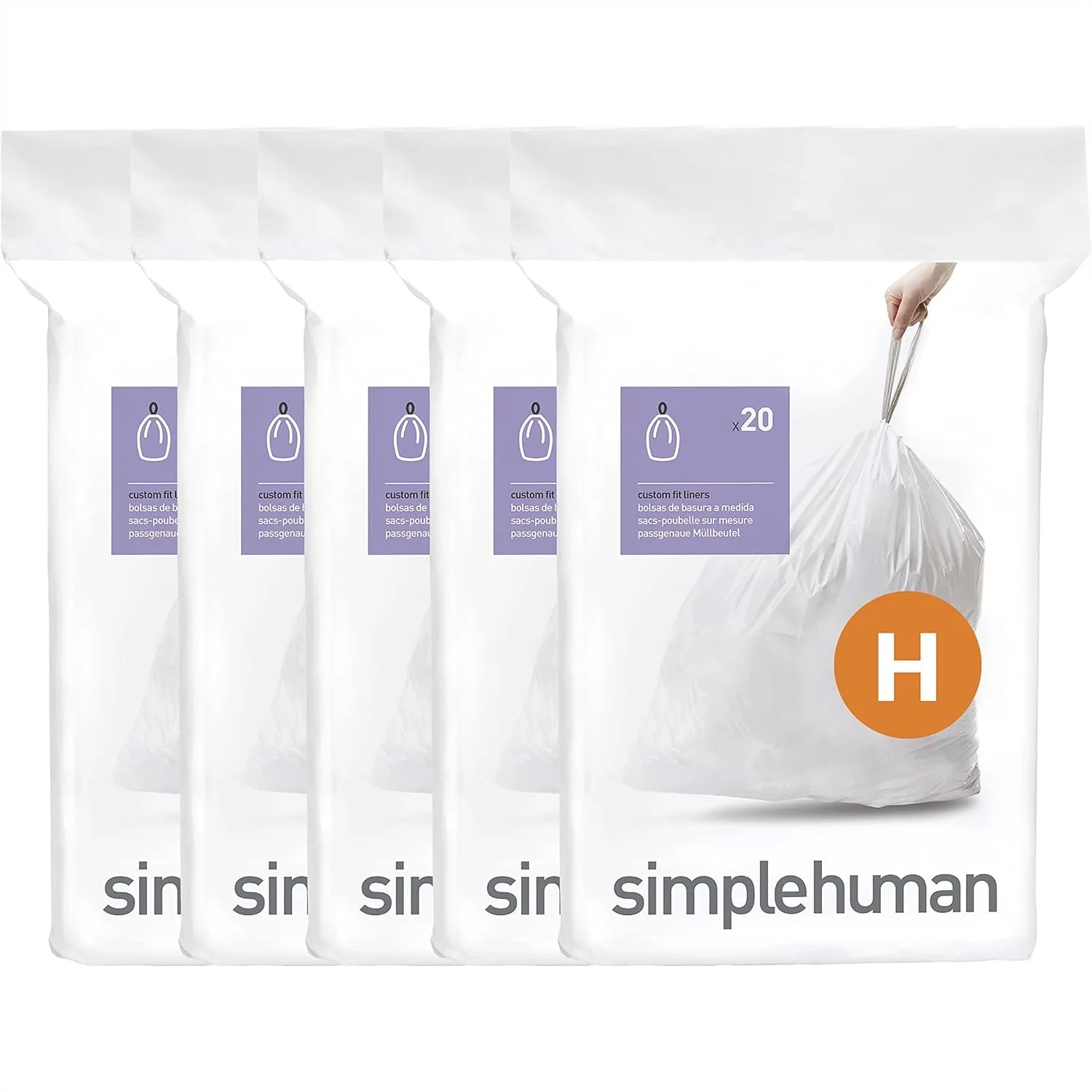 

Custom Fit Drawstring Trash Bags, 30-35 Liter / 8-9 Gallon, White, 100 Count Dispenser Pack