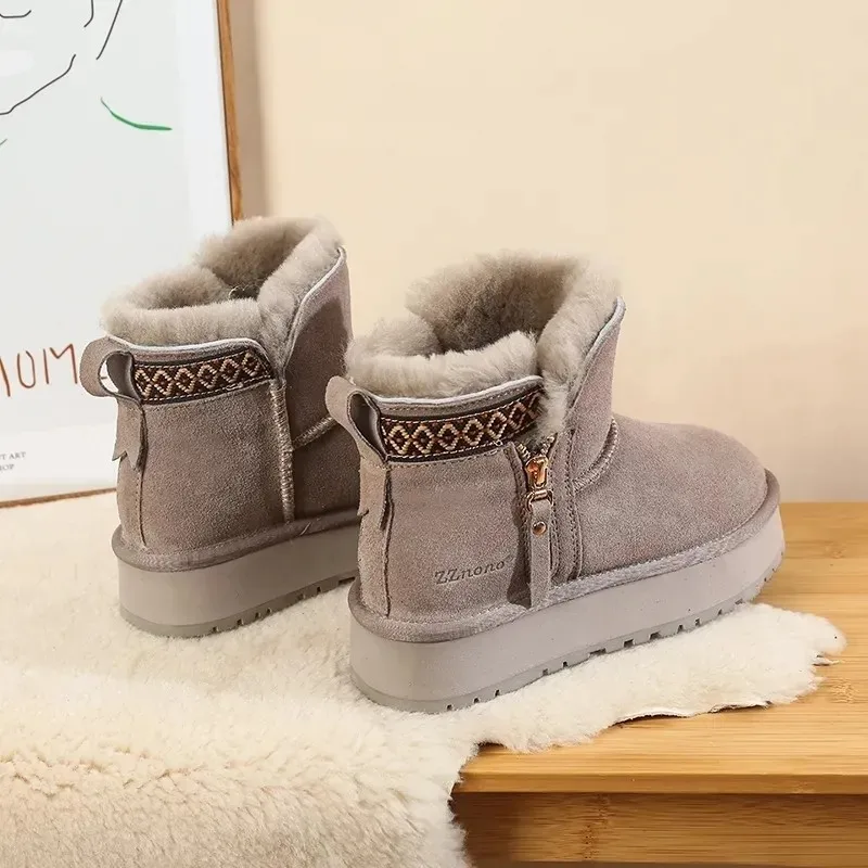 New Winter Plus Velvet Padded Warm Thick Soled Women'S Snow Boots Zipper Short Boots Wearing Cotton Shoes