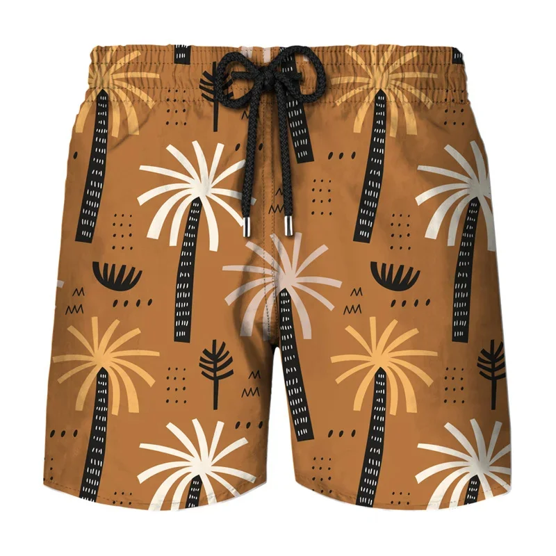 Simple Tropics Plant Graphic Board Shorts For Men Leaf 3D Print Beach Shorts Summer Leisure Vacation Quick Dry Surf Swim Trunks