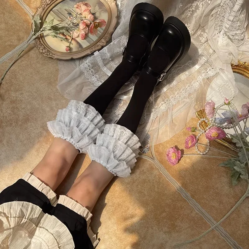 Niedliche Lolita-Multi-Spitzen-Rüschen-Socken, weiche Baumwoll-Kniestrümpfe, Lolita, japanischer Harajuku-Stil, weiche Baumwolle, süßes Cosplay, Alltagskleidung – Detail 2