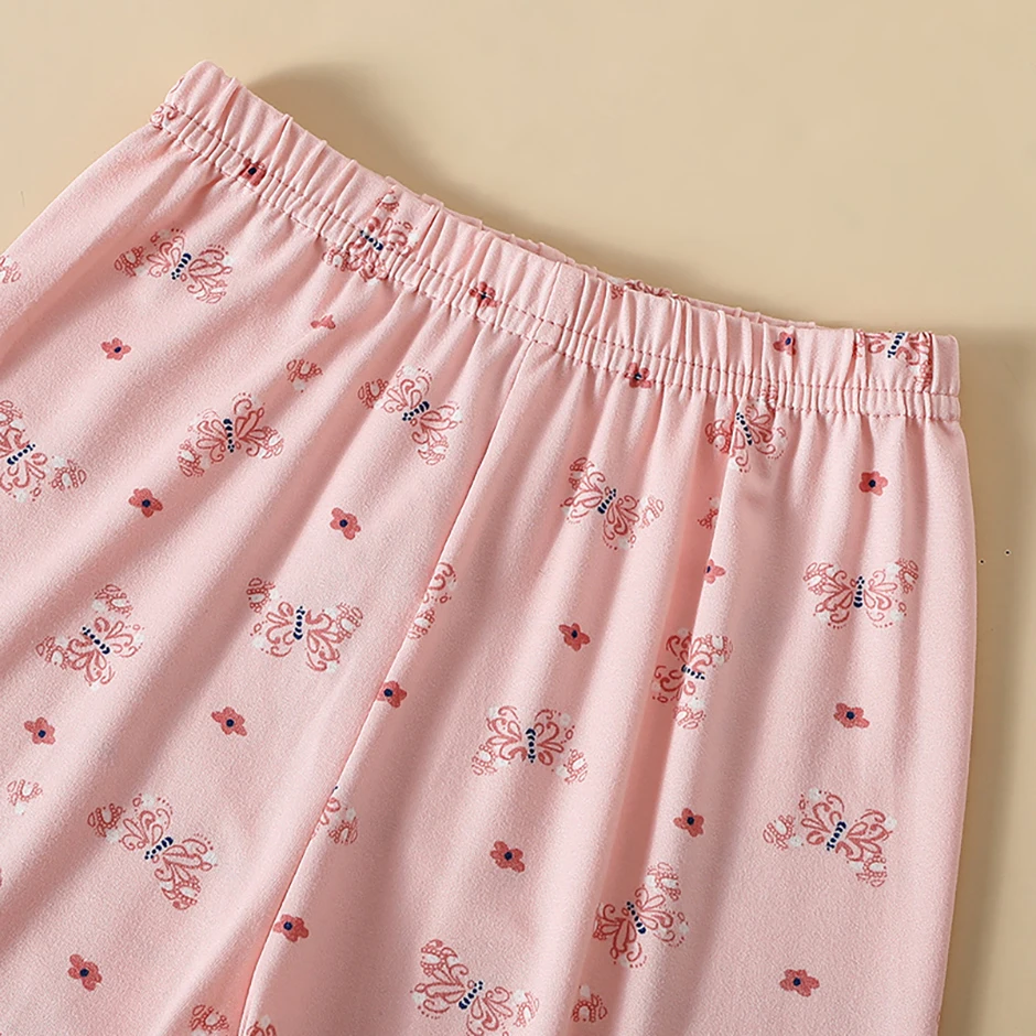 2-teiliges Four Seasons Kinder-Set mit Vollprint-Motiv für Mädchen, süße langärmelige Hose, Schlafanzug, bequemes Rundhals-T-Shirt – Detail 14