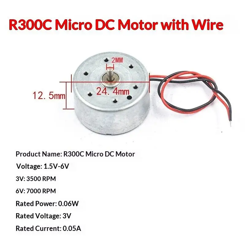 Hot Sale 1/3/5Pcs R300C Micro Motor High Speed Mini DC1.5-6V Electric Motor With Wire For Small Fan DIY Toy Electronic Project