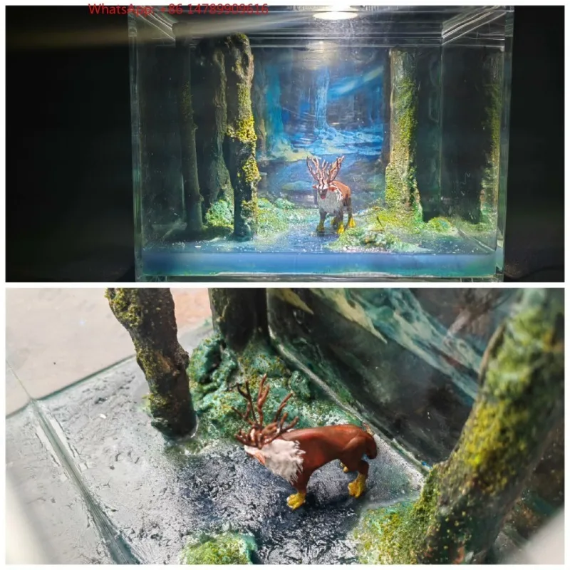 Hayao Miyazaki Ghost Princess Scene - Realistic Miniature Landscape Diorama, 17*10cm Acrylic Box Display, Kawaii Desktop Decor