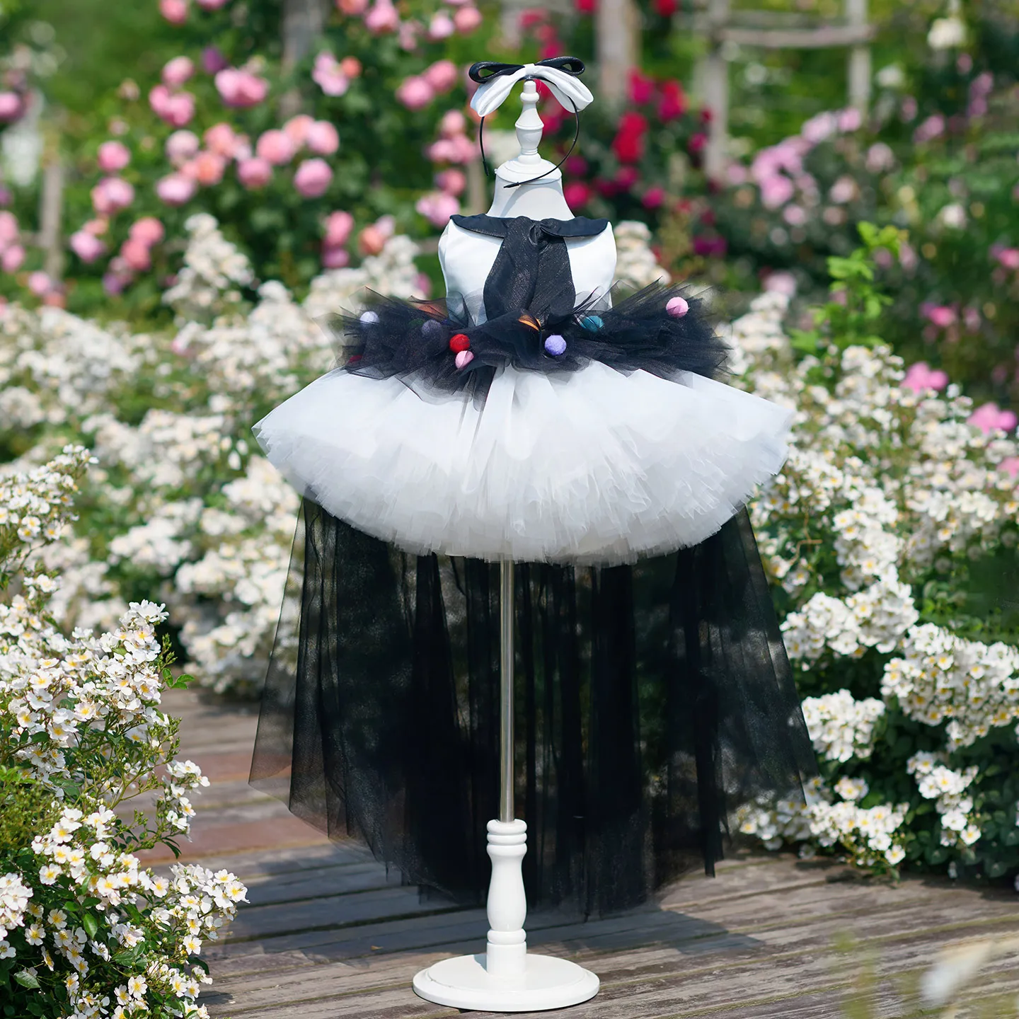 

Jill Wish J905 Black White Princess Dress Girls Party Dress Tulle Layered Flower Girl Dress Elegant Birthday Toddler Gown