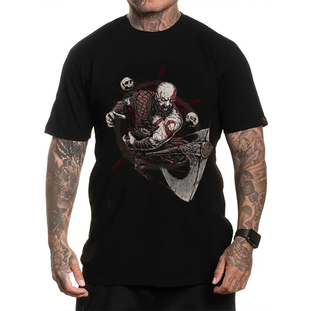 

Retro Kratos God of War Videogame print Gift T-Shirt Vintage Spartan warrior Graphic Clothes 0120 All size Tops Unisex Tee S-6XL