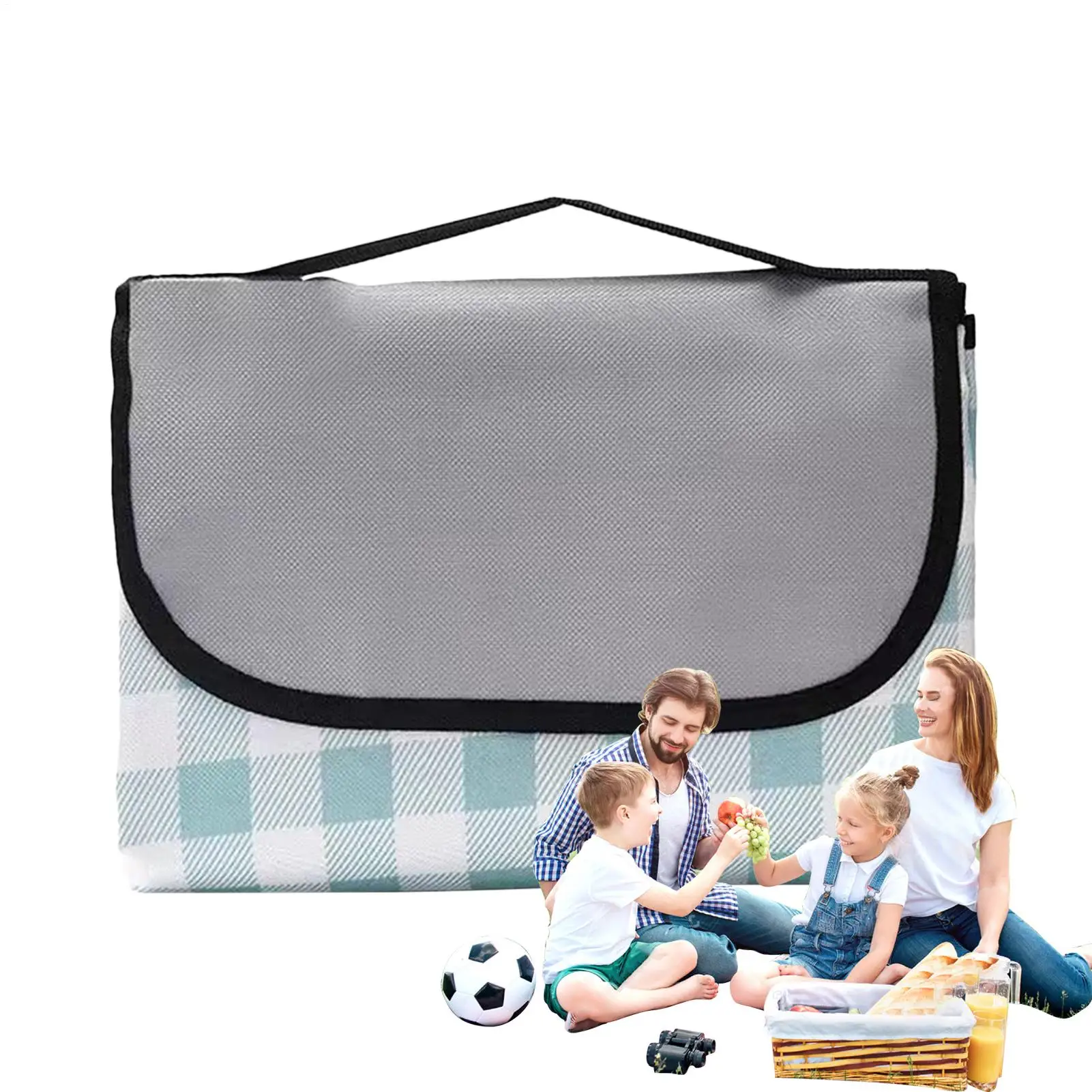 

Picnic Mat Camping Rug Sandproof Foldable Non-Slip Mat With Handle 59X78Inch For Backyard Porch Relaxing Vacation Poolside Music