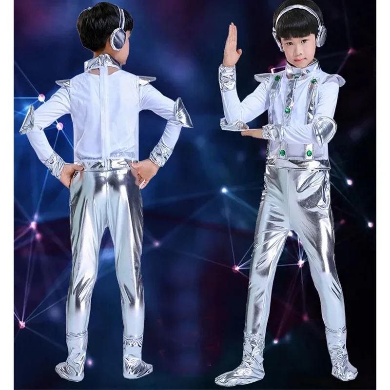 Kid Party Cosplay Robot Costume Astronaut Performance Space Stage Dance Wear Children Clothing Jumpsuit Skirt Clothes Boy Gi MN9