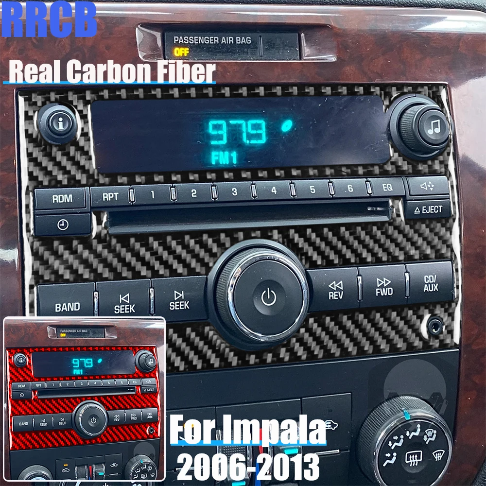 Real Carbon Fiber Car Accessories Center CD Player Panel Decorative Trim Soft Cover Sticker For Chevrolet Impala 2006-2013