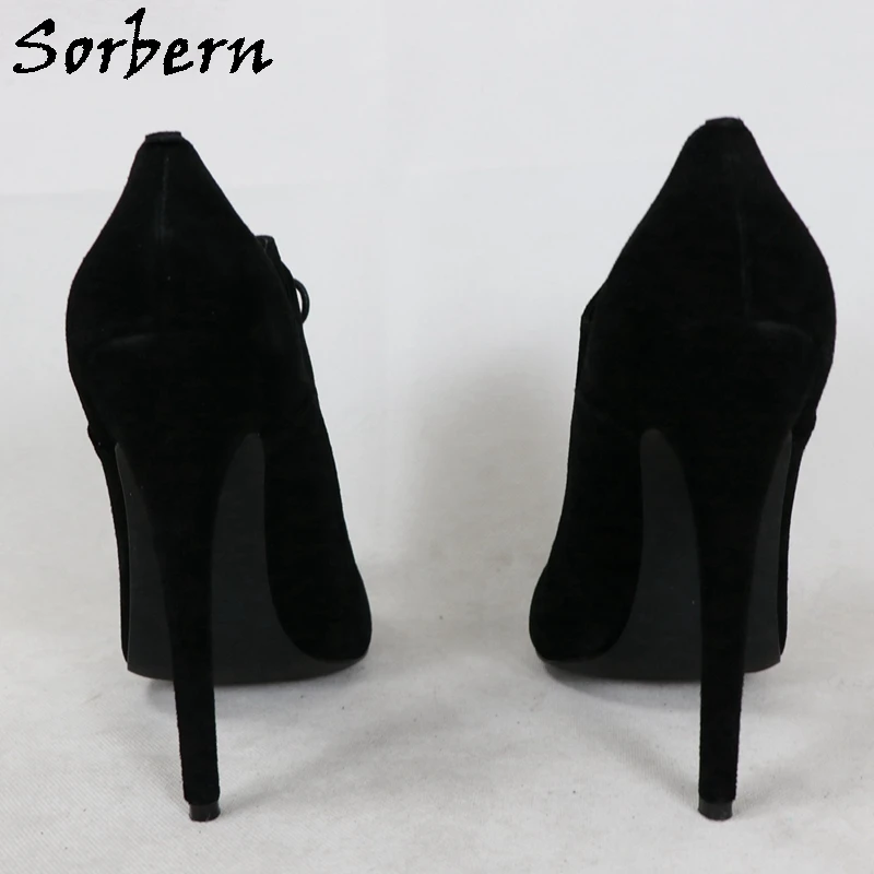 Sorbern Unisex Style Women Pump Shoes 15Cm High Heel Stilettos Lace Up Round Toe High Instep Customized Plus Size Up To Us17