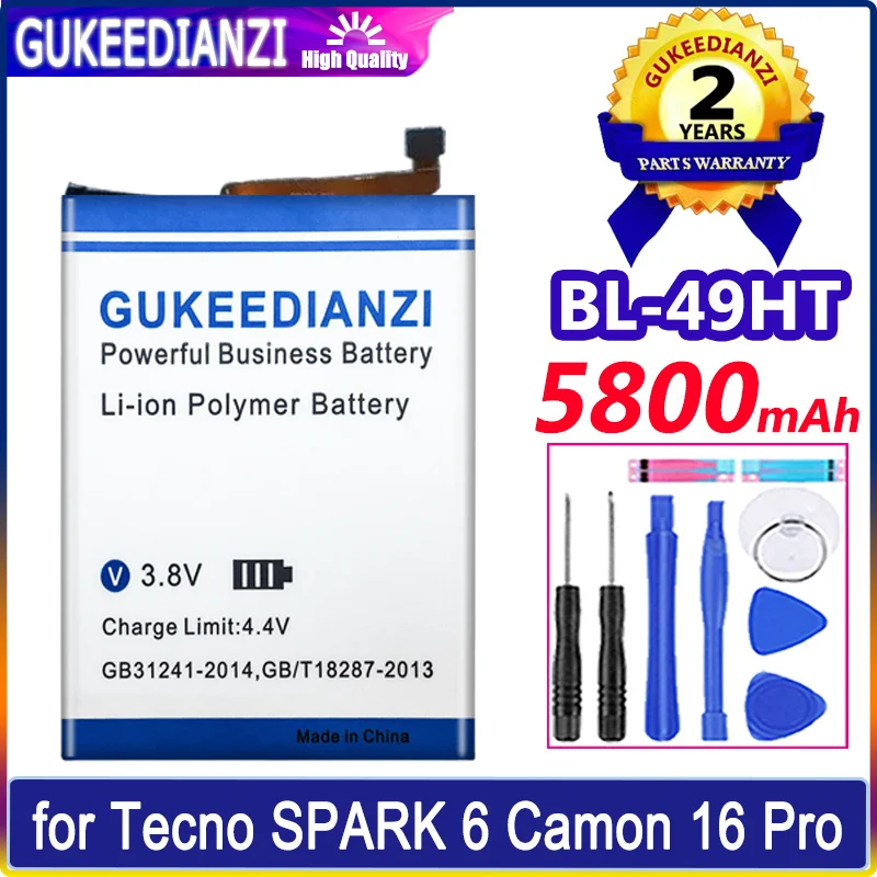 

GUKEEDIANZI Battery BL-49GT 5800mah for Tecno SPARK 6 8 Pro 8pro Camon 16/17 Pro CG8 18P CH7 CG6 CG7 17Pro 16Pro Batteries