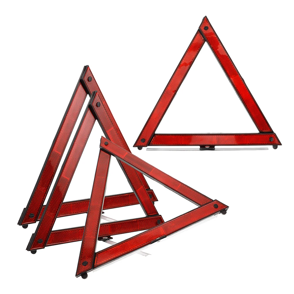 

4 Pcs Triangle Warning Sign Reflective Safety Traffic Signs Driveway Reflectors Vehicle Emergency Tools Foldable