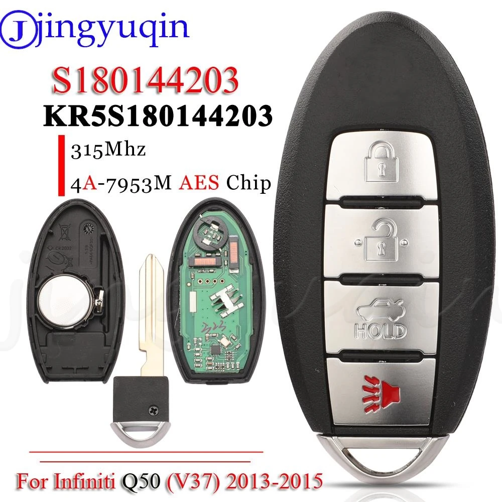 jingyuqin S180144203 4BNT Proximity Smart Key Fob 315MHz 4A Chip For Infiniti Q50 2013 2014 2015 KR5S180144203 285E3-4HD0C