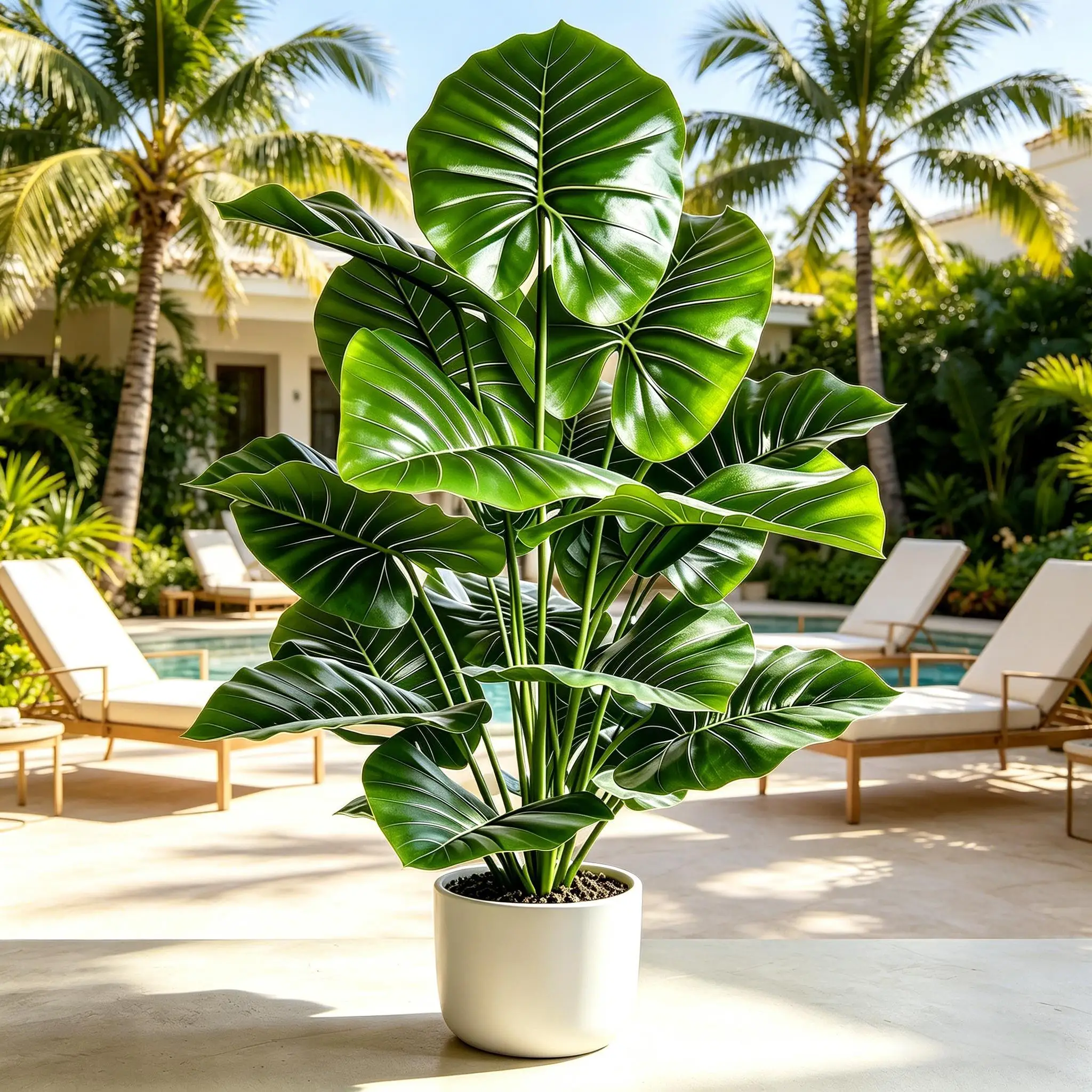 Árbol Artificial de Oreja de Elefante con Hojas Redondas de 60-105 cm, Alocasia Artificial de Tacto Real para Decoración de Hogar, Jardín, Oficina y Fiestas 2026