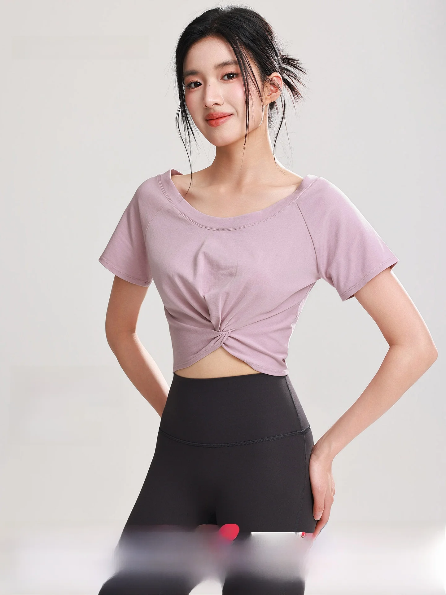 

Sexy Sport Top Women's Tight Yoga Clothes Knot Running Quick Dry Top Belly-Baring Fitness Short Sleeve T-Shirt Annerun