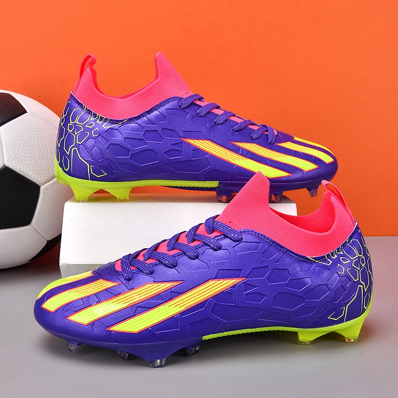 Botas de futebol masculinas profissionais, chuteiras de grama ao ar livre, unissex, sapatos de futebol com pontas longas, chuteira sociedade