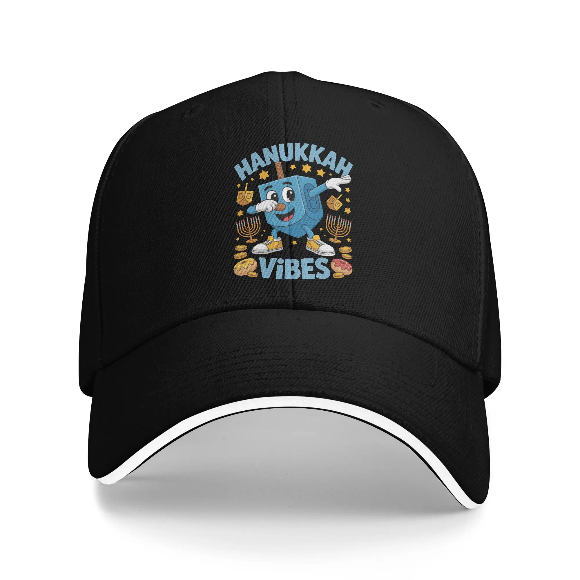 Hanukkah Menorah Chanukah Baseball Caps Hip Hop Funny Dreidel Dabbing  Sandwich Cap Men Women Breathable Sun Hat Sport